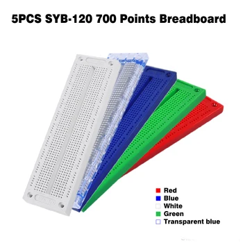 Hi-Q 5PCS SYB -120 breadboard 700 Point Solderless PCB Bread Board 177*46mm
Hi-Q 5PCS SYB -120 breadboard 700 Point Solderless PCB Bread Board 177*46mm