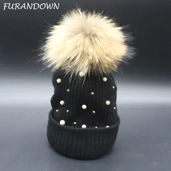 FURANDOWN Womens Hat Winter Embed Pearl Beanies Female Knitted Crochet Hats Real Raccoon Fur Cap Hat Fashion Skullies
FURANDOWN Womens Hat Winter Embed Pearl Beanies Female Knitted Crochet Hats Real Raccoon Fur Cap Hat Fashion Skullies