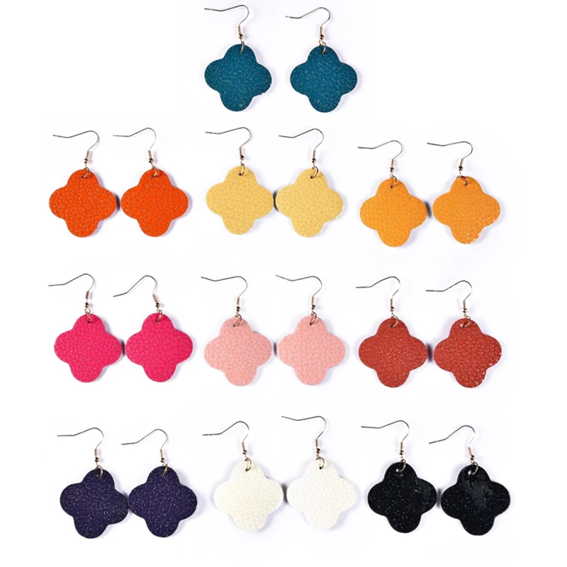 New Arrivals Four Leaf Clover Drop Earrings For Women 10 Colors Genuine PU Leather Model Dangle Earrings Jewelry Gifts
New Arrivals Four Leaf Clover Drop Earrings For Women 10 Colors Genuine PU Leather Model Dangle Earrings Jewelry Gifts