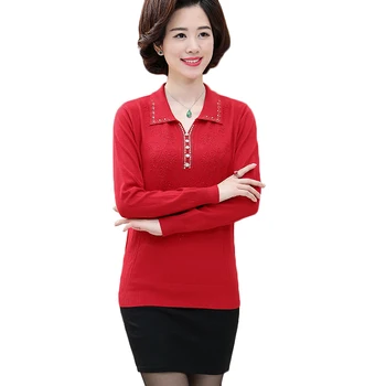 2018 Autumn Women Sweaters Middle-aged Embroidery Pullover Sweaters Slim Long sleeves Knit Tops Women's clothing Plus size AA226
2018 Autumn Women Sweaters Middle-aged Embroidery Pullover Sweaters Slim Long sleeves Knit Tops Women's clothing Plus size AA226