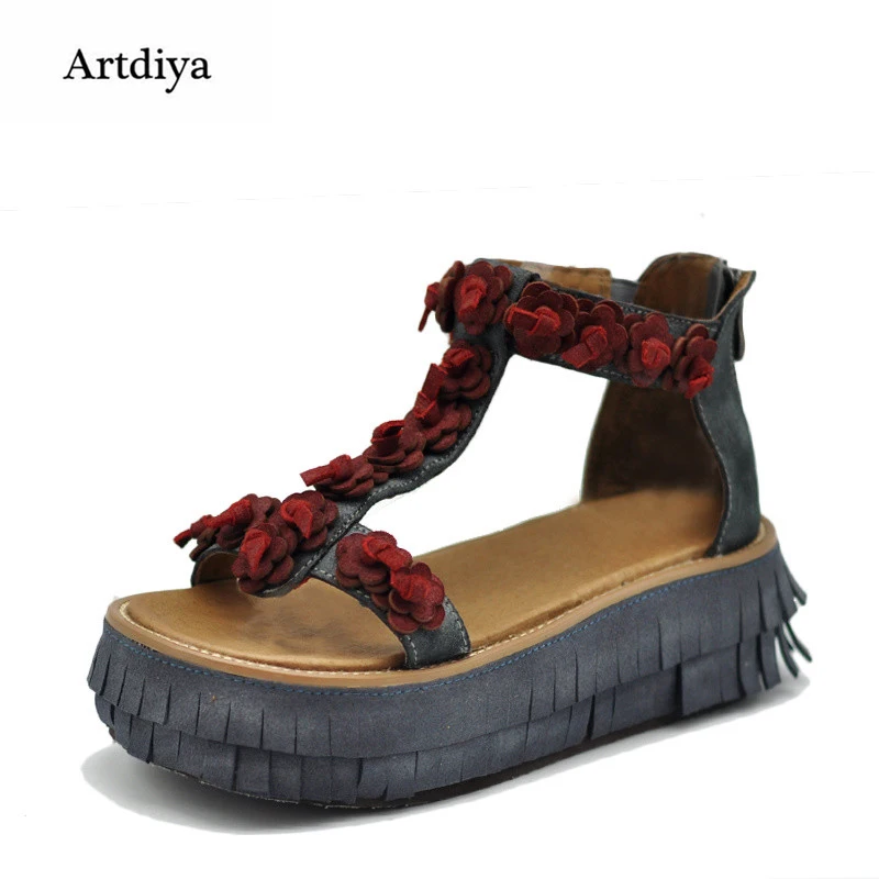 Artdiya Original New Vintage Handmade Flower Fringe Women Sandals Genuine Leather Thick Sole Platform Sandals A029-07
Artdiya Original New Vintage Handmade Flower Fringe Women Sandals Genuine Leather Thick Sole Platform Sandals A029-07