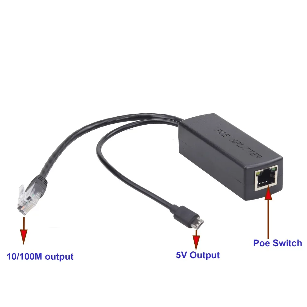 

Isolated 5V 12W IEEE802.3-AF IEEE802.3-AT Micro USB Poe Splitter WIFI Router Raspberry Pi Power Over Ethernet 48V 5V 2.4A