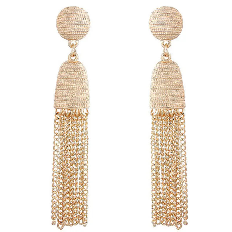 

Tassel Earrings For Women Fashion Statement 2019 Boho Big Gold silver metal Drop Fringed Femme Earrings Pendientes Jewelry