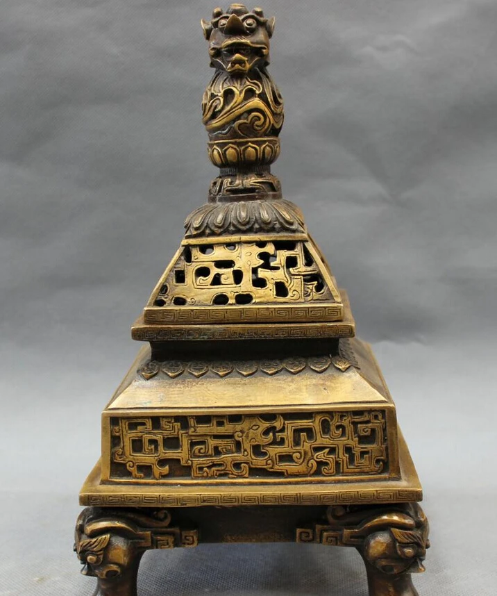 song voge gem S2950 11" Folk Tibet Bronze Buddhism Lion Head Statue Stupa Incense Burner Censer
song voge gem S2950 11" Folk Tibet Bronze Buddhism Lion Head Statue Stupa Incense Burner Censer