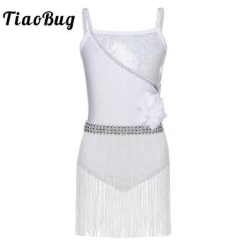 TiaoBug Kids Girls Shiny Elastic Shoulder Straps Sequin Latin Dance Dress Rumba Salsa Tango Leotards Dress with Tassels Age 4-12 
TiaoBug Kids Girls Shiny Elastic Shoulder Straps Sequin Latin Dance Dress Rumba Salsa Tango Leotards Dress with Tassels Age 4-12