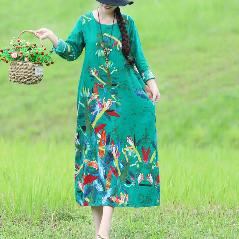 Spring Summer National wind Ladies Dress 2019 New Casual Vintage Cotton Linen Large size Printed Women Dress KO09
Spring Summer National wind Ladies Dress 2019 New Casual Vintage Cotton Linen Large size Printed Women Dress KO09