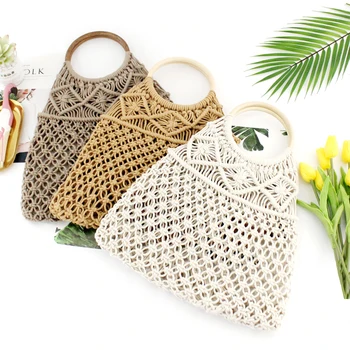 New type of cotton rope hollow net pocket handbag straw knitting bag small fresh knitting lady bag beach bag without lining
New type of cotton rope hollow net pocket handbag straw knitting bag small fresh knitting lady bag beach bag without lining