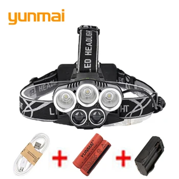 High Light Headlamp 8000lumens 5LED XML 3T6+2XPE Head Flashlight Headlight led Rechargeable Head Lamp for Camping Hunting
High Light Headlamp 8000lumens 5LED XML 3T6+2XPE Head Flashlight Headlight led Rechargeable Head Lamp for Camping Hunting