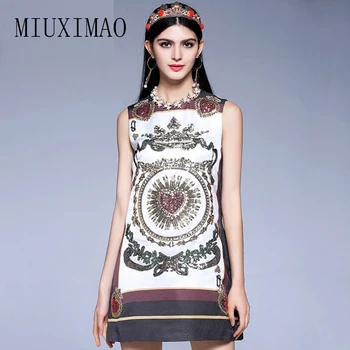 2018 Spring & Summer Latest Vintage Europe Fashion O-Neck Sleeveless Tank Diamonds Sequined Print Above Knee Dress Women
2018 Spring & Summer Latest Vintage Europe Fashion O-Neck Sleeveless Tank Diamonds Sequined Print Above Knee Dress Women