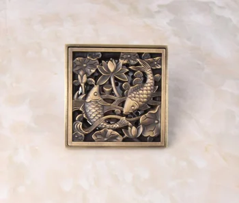 Antique Brass Carved Fish Pattern Bathroom Shower Drain 4" Square Floor Drain Waste Grates ahr032
Antique Brass Carved Fish Pattern Bathroom Shower Drain 4" Square Floor Drain Waste Grates ahr032