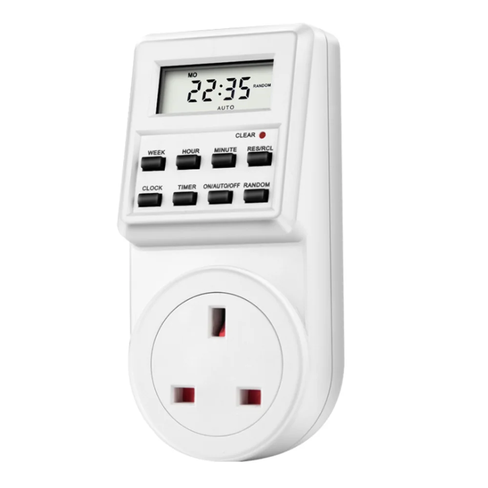 UK Plug Digital Weekly Programmable Electrical Wall Plug-in Power Socket Timer Switch Outlet Time Clock 220VAC
UK Plug Digital Weekly Programmable Electrical Wall Plug-in Power Socket Timer Switch Outlet Time Clock 220VAC