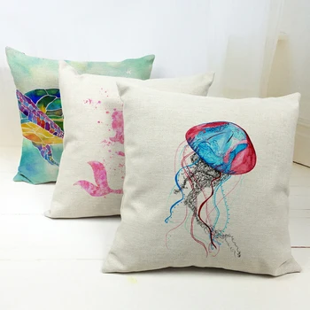 Ocean Series Cushion Cover Watercolor Jellyfish Turtle Mermaid Home Accessories Sofa Seat Bench Seats Living Room Throw Pillows 
Ocean Series Cushion Cover Watercolor Jellyfish Turtle Mermaid Home Accessories Sofa Seat Bench Seats Living Room Throw Pillows