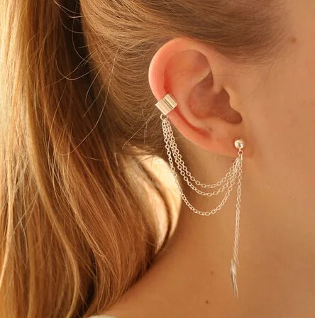 Wholesale Punk Rock Style Woman Young Gift Leaf Chain Tassel Earrings Metallic Gold and Silver Earrings Ear Clip Jewelry 1Pcs
Wholesale Punk Rock Style Woman Young Gift Leaf Chain Tassel Earrings Metallic Gold and Silver Earrings Ear Clip Jewelry 1Pcs