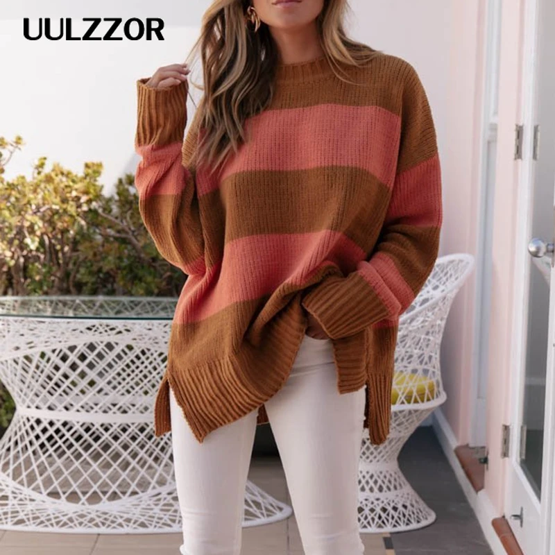 UULZZOR sweaters women's warm pullover 2019 sweater autumn winter splicing loose large size striped pullover sweaters 2019
UULZZOR sweaters women's warm pullover 2019 sweater autumn winter splicing loose large size striped pullover sweaters 2019