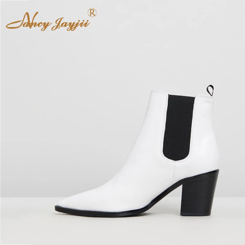 White Ankle Chelsea Boots Woman Pointed Toe High Thick Heels Elastic Band For Ladies Spring Autumn Booties Large Size 13 Casual
White Ankle Chelsea Boots Woman Pointed Toe High Thick Heels Elastic Band For Ladies Spring Autumn Booties Large Size 13 Casual