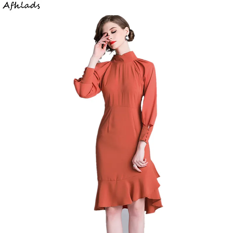 Autumn and winter new fashion long-sleeved trumpet dress slim thinness ladies elegant stand collar ruffles mini dress female
Autumn and winter new fashion long-sleeved trumpet dress slim thinness ladies elegant stand collar ruffles mini dress female