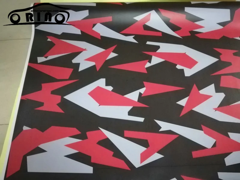 Black Grey Red Camouflage Vinyl Film-2