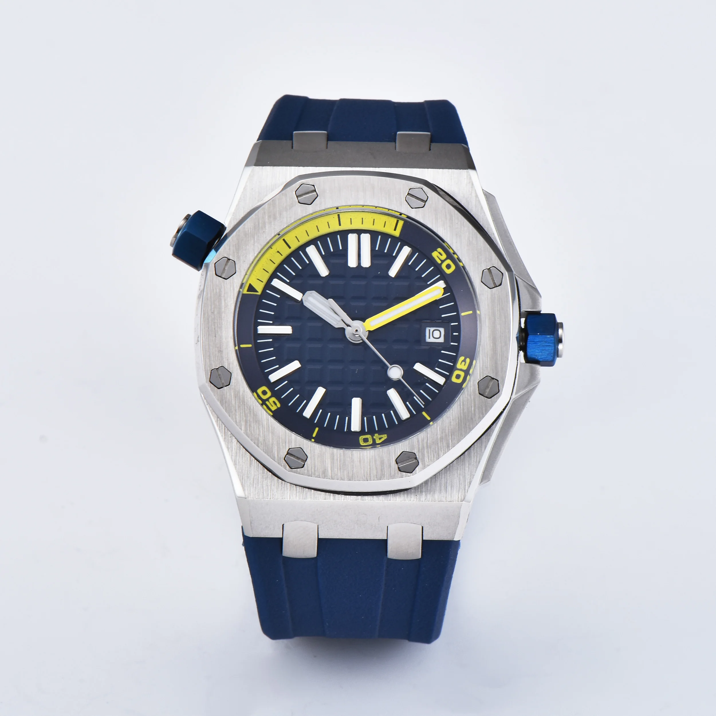 Japan Watch 42mm miyota automatic movement stainless steel case automatic fashion men's watch blue rubber strap blue dial Z-4
Japan Watch 42mm miyota automatic movement stainless steel case automatic fashion men's watch blue rubber strap blue dial Z-4