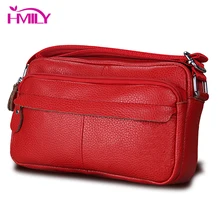 HMILY bolso de mensajero de cuero genuino para mujer bolso de hombro de piel de vaca Natural para mujer marca de moda Mini bolso de cuero(China)
