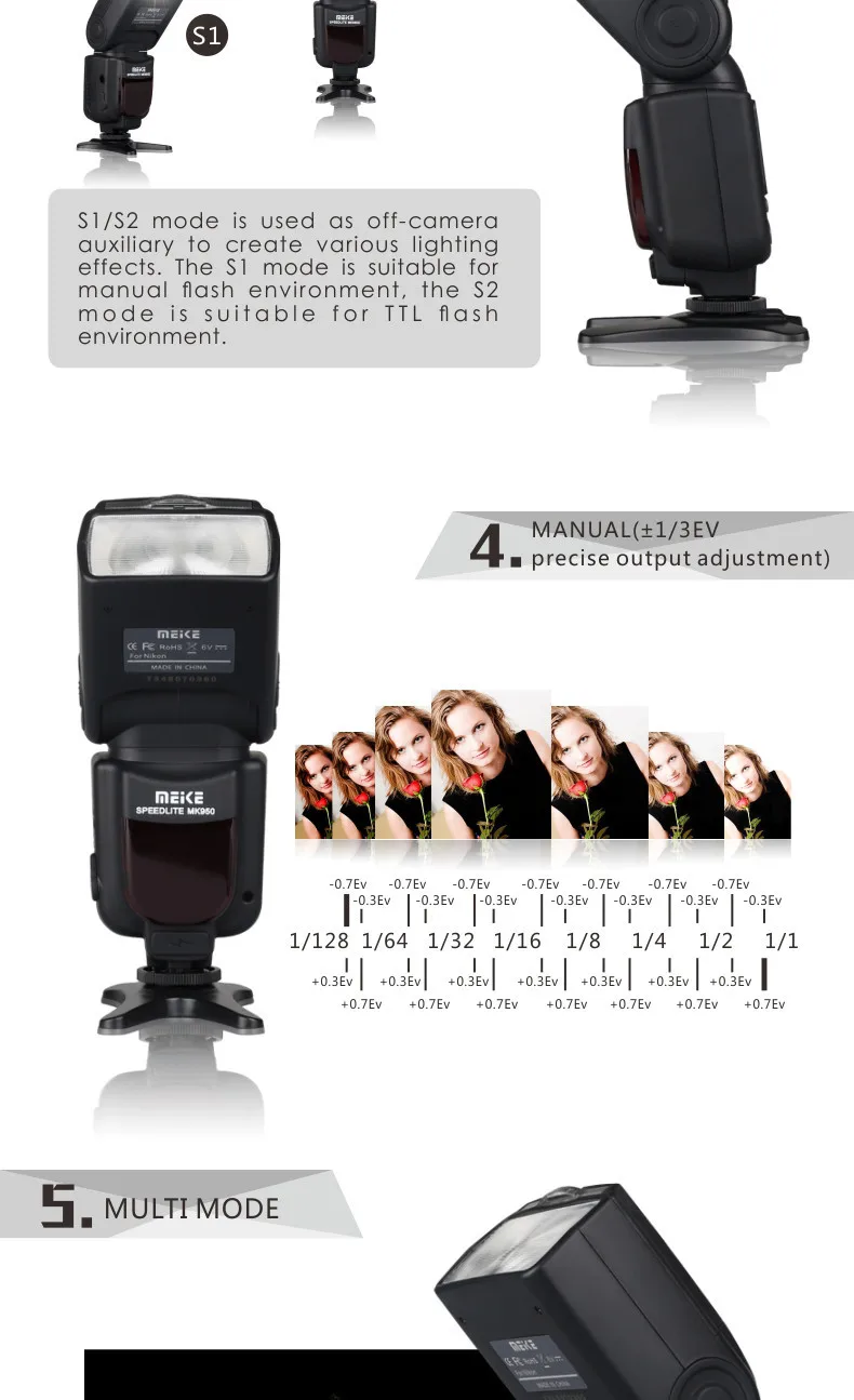 Meike MK950 E-TTL TTL Speedlight Camera Flash for Canon 1300D EOS 5D II 6D 7D 50D 60D 70D 550D 600D 650D 700D 580EX 430EX+GIFT