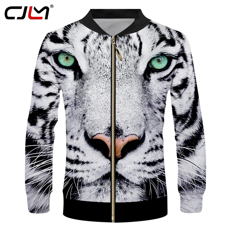 

CJLM Man Black And White Striped Animal Zip Jacket Men's Lovely Tiger Polyester Zipper Coat 3D Full Printed Oversized 6XL