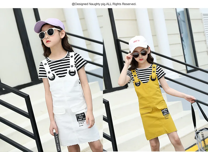 Girls Suspenders Dress 2 Pcs Set 2019 Summer Fashion Kids Stripe T-Shirts And Dresses Set For Girl 5 7 9 11 13 Year Clj144 42 Girls Suspenders Dress 2 Pcs Set 2019 Summer Fashion Kids Stripe T-Shirts And Dresses Set For Girl 5 7 9 11 13 Year Clj144 48