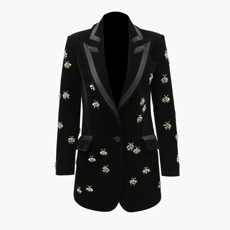 HIGH STREET Newest Runway 2019 Designer Blazer Women's Stunning Beaded Velvet Blazer Coat
HIGH STREET Newest Runway 2019 Designer Blazer Women's Stunning Beaded Velvet Blazer Coat