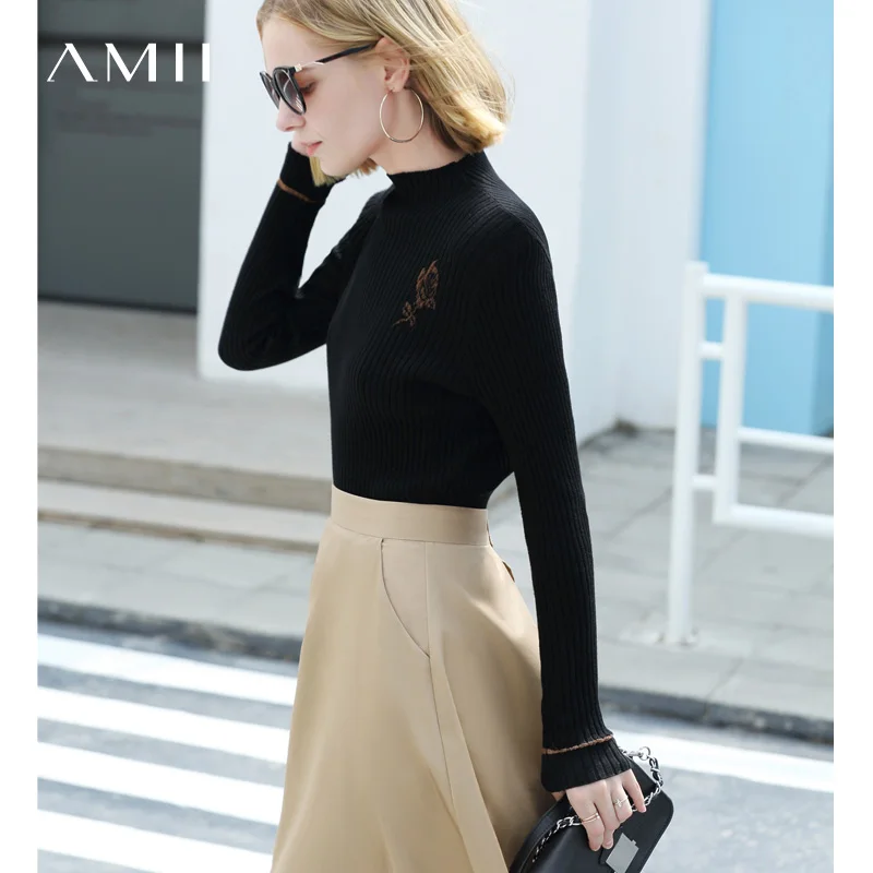 Amii Minimalist Embroidery Floral Knitted Sweater Women Autumn 2019 Causal Solid Skinny O-neck Pullover Sweater
Amii Minimalist Embroidery Floral Knitted Sweater Women Autumn 2019 Causal Solid Skinny O-neck Pullover Sweater