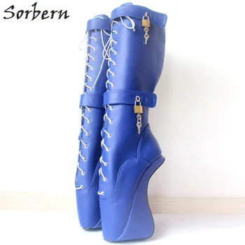 Sorbern Women Boots 18CM Ultra High Hoof Heels Lockable Padlocks Fetish Sexy Pinup Lace Cross-tied Knee-High Ballet Boots for
Sorbern Women Boots 18CM Ultra High Hoof Heels Lockable Padlocks Fetish Sexy Pinup Lace Cross-tied Knee-High Ballet Boots for