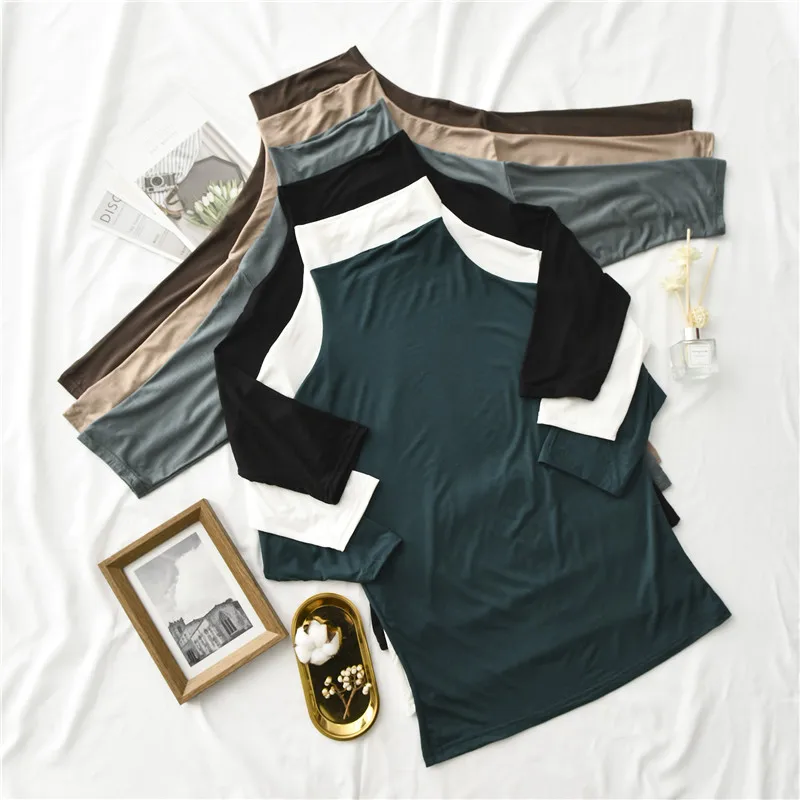 women Spring Summer Modal basic slim Elastic thin Shirt female girls office lady half Sleeve High-collar T-shirt pullover Tops
women Spring Summer Modal basic slim Elastic thin Shirt female girls office lady half Sleeve High-collar T-shirt pullover Tops