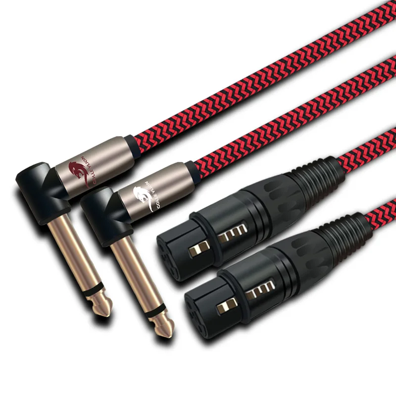 Hifi TS XLR Audio Cable 2 Angled 1/4" Jack 6.35mm Male to 2 XLR 3 Pin Female for Amplifier Mixing Console 1M 2M 3M 5M 8M 10M
Hifi TS XLR Audio Cable 2 Angled 1/4" Jack 6.35mm Male to 2 XLR 3 Pin Female for Amplifier Mixing Console 1M 2M 3M 5M 8M 10M