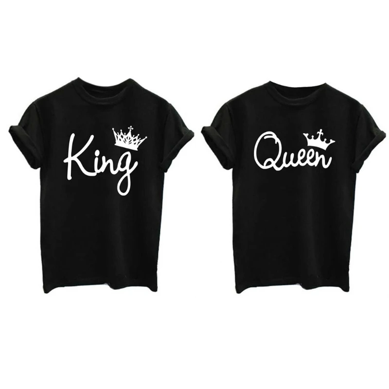 Women Queen King Letter Print Short Sleeve T-Shirt Couple Top Family Tee Shirt
Women Queen King Letter Print Short Sleeve T-Shirt Couple Top Family Tee Shirt