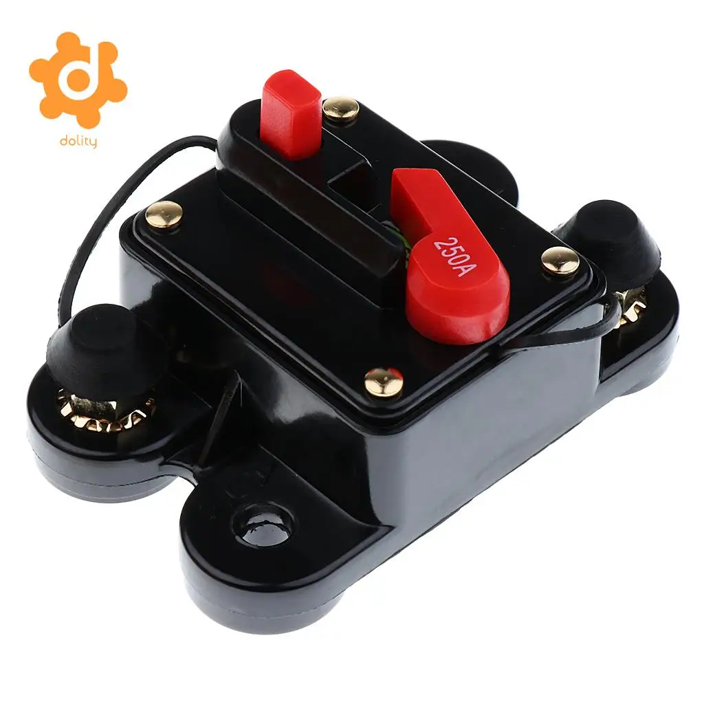 dolity 50A/150A/200A/250A Car Inline Manual Reset Circuit Breaker Fuse Power Protection DC12V-24V