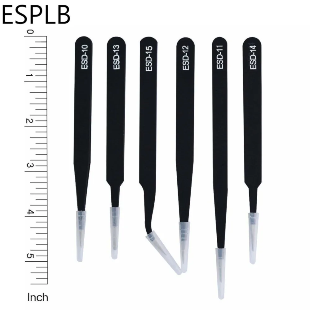 ESPLB 6pcs ESD Tweezers Precision Anti-static ESD Stainless Steel Tweezers Industrial Curved Straight Repair Tools Tweezers
ESPLB 6pcs ESD Tweezers Precision Anti-static ESD Stainless Steel Tweezers Industrial Curved Straight Repair Tools Tweezers