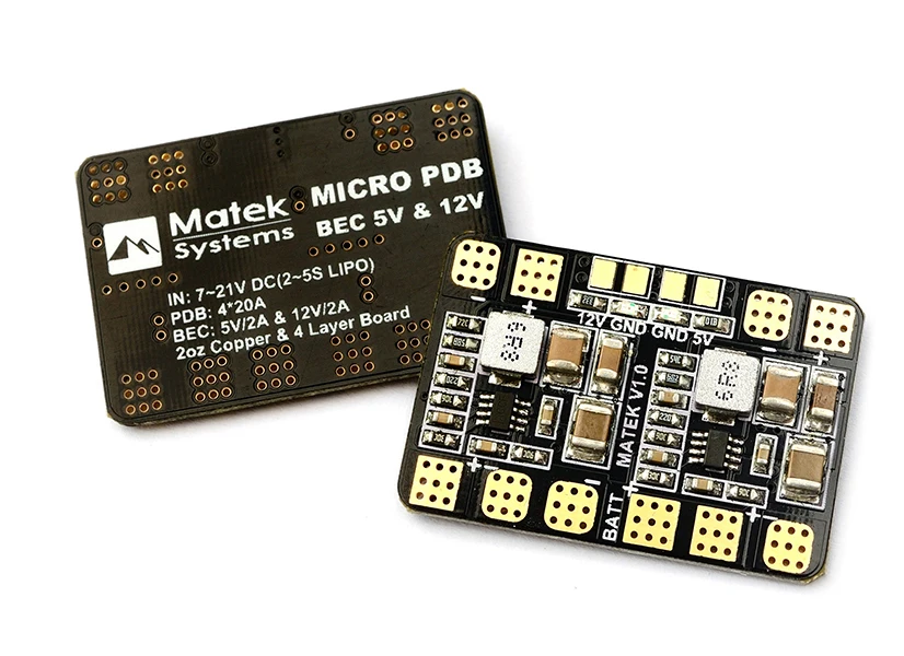 Matek Mini / Micro Power Hub Power Distribution Board PDB w/BEC 5V &12V for FPV QAV250
Matek Mini / Micro Power Hub Power Distribution Board PDB w/BEC 5V &12V for FPV QAV250