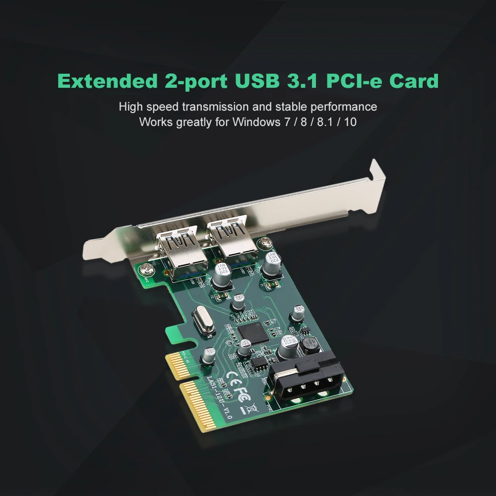 PCI-E to 2-Port USB3.1 Type A PCI Express Expansion Card USB 3.1 Hub Controller Adapter Superspeed 10 Gbps 4Pin Asmedia Chipset
PCI-E to 2-Port USB3.1 Type A PCI Express Expansion Card USB 3.1 Hub Controller Adapter Superspeed 10 Gbps 4Pin Asmedia Chipset