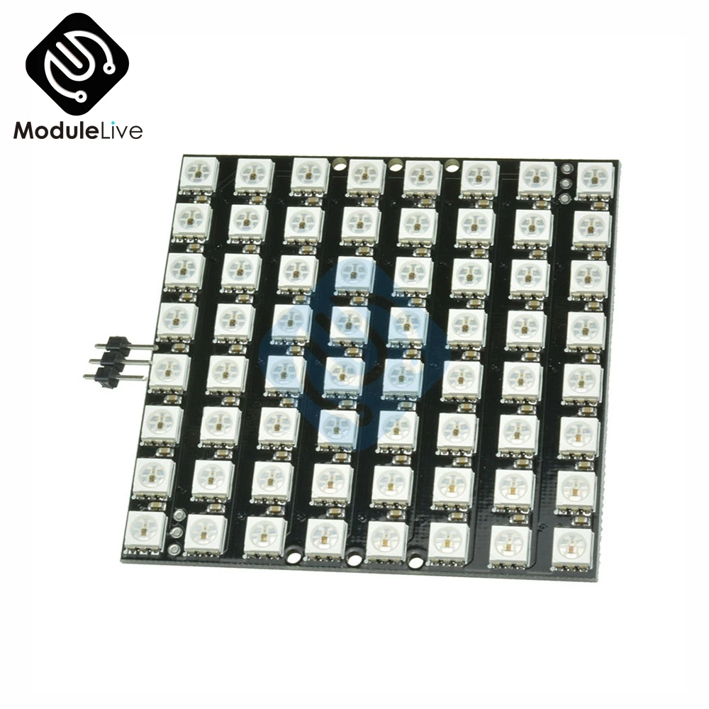 8*8 64 светодиодов 5050 RGB WS2812 WS2812B полноцветная Гибкая Пиксельная панель плата