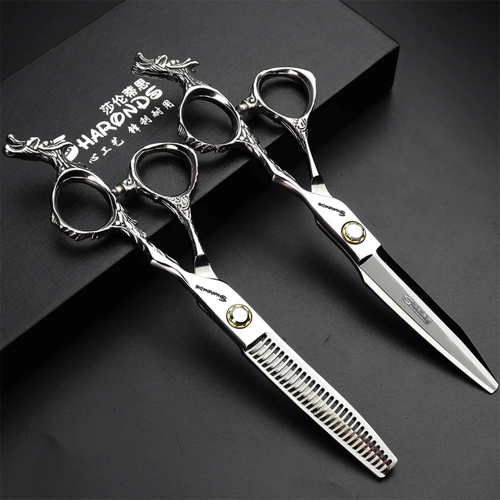 Barbershop scissors professional hairdresser's scissors 6 inch dragon handle cutting scissors Japan 440c hair scissors
Barbershop scissors professional hairdresser's scissors 6 inch dragon handle cutting scissors Japan 440c hair scissors