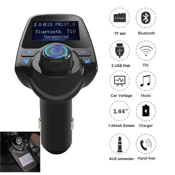 

Car Mp3 Player Wireless Bluetooth Fm Transmitter FM Modulator HandsFree Car Kit A2DP 5V 2.1A USB Charger For iPhone Samsung T11