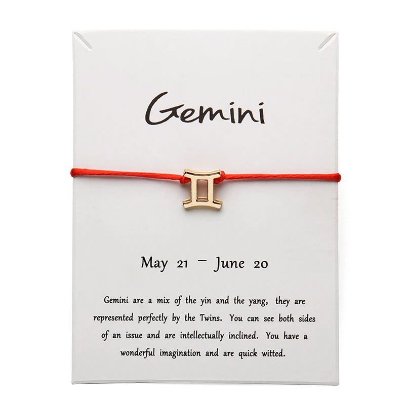 White Card Fashion Jewelry 12 Constellation Zodiac Gemini Lucky Rope Bracelet Bangles For Women Accessories
White Card Fashion Jewelry 12 Constellation Zodiac Gemini Lucky Rope Bracelet Bangles For Women Accessories