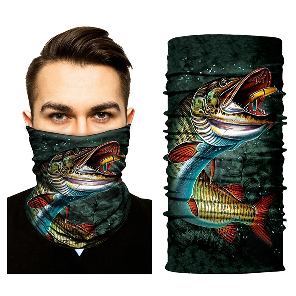 Фото Шарф с приманкой для рыбалки маска лица мягкий узор 3D волшебный шарф улицы защита