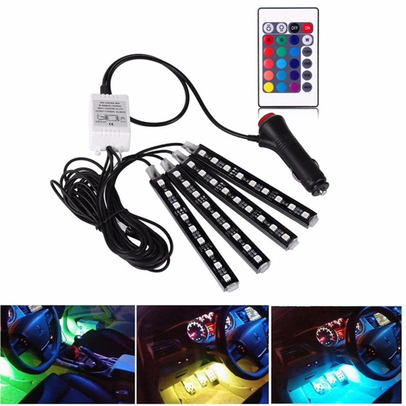 4Pcs 12V Car RGB LED DRL Strip Light 5050SMD Car Auto Remote Control Decorative Flexible LED Strip Atmosphere Lamp Kit Fog Lamp
4Pcs 12V Car RGB LED DRL Strip Light 5050SMD Car Auto Remote Control Decorative Flexible LED Strip Atmosphere Lamp Kit Fog Lamp