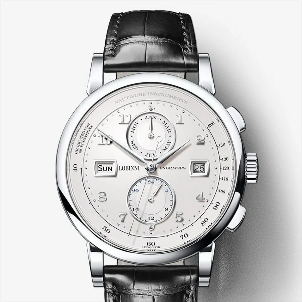 LOBINNI Men Vogue Dress 50M Waterproof Business Automatic Mechanical Wrist Watch With Month Week Date 24 Hour Format - Silver
LOBINNI Men Vogue Dress 50M Waterproof Business Automatic Mechanical Wrist Watch With Month Week Date 24 Hour Format - Silver