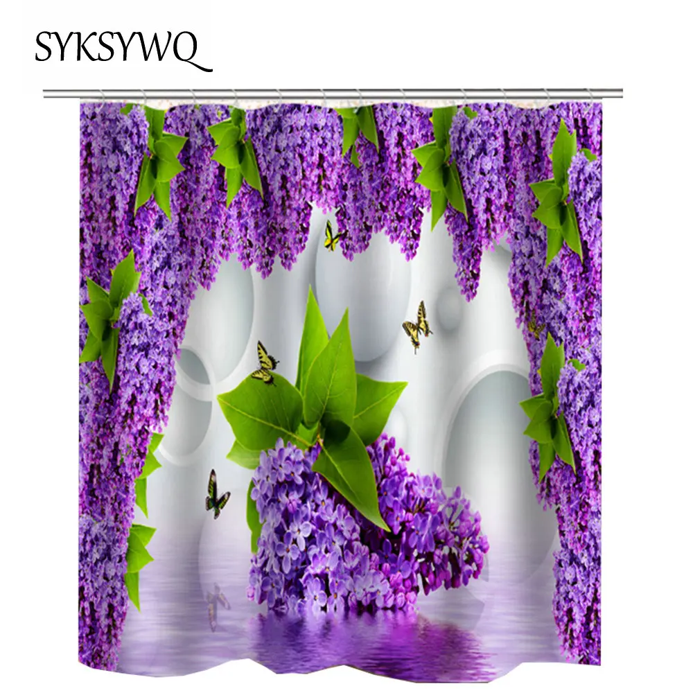Shower Curtain Purple Flower Green Leaves Bathroom Curtains Polyester 3D Fabric Purple Flora Bathroom Decoration Accessories
Shower Curtain Purple Flower Green Leaves Bathroom Curtains Polyester 3D Fabric Purple Flora Bathroom Decoration Accessories