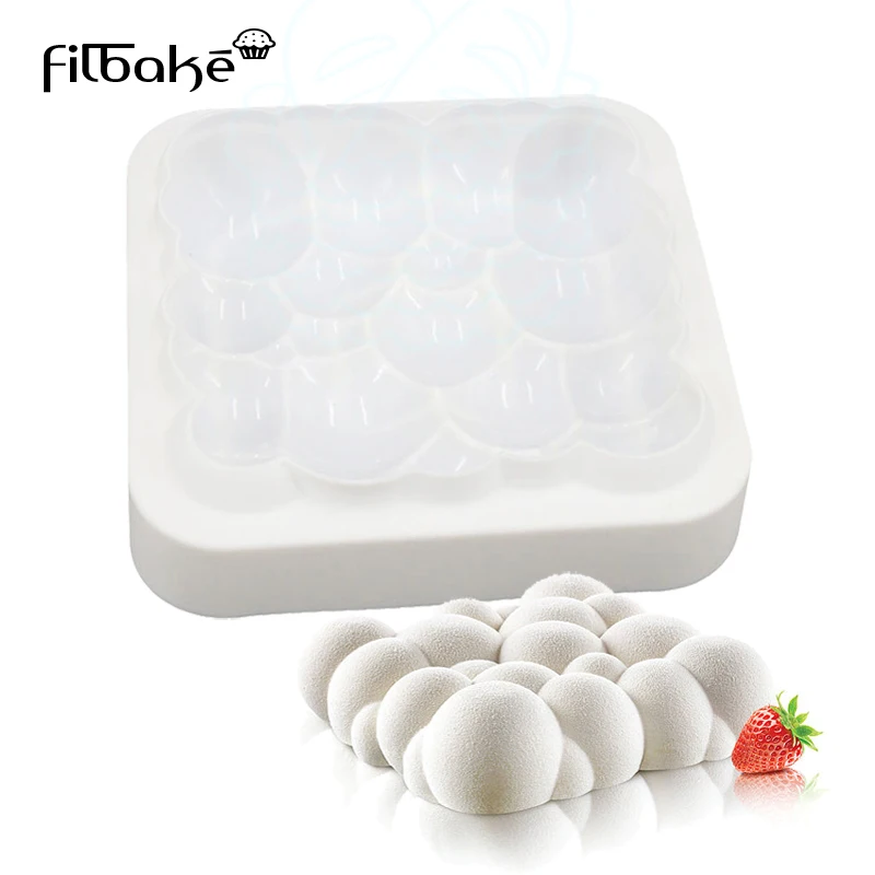 Image Square Cloud Bubbles Shaped 3D Silicone Cake Mold Cupcake Baking Cake Pan Non Stick