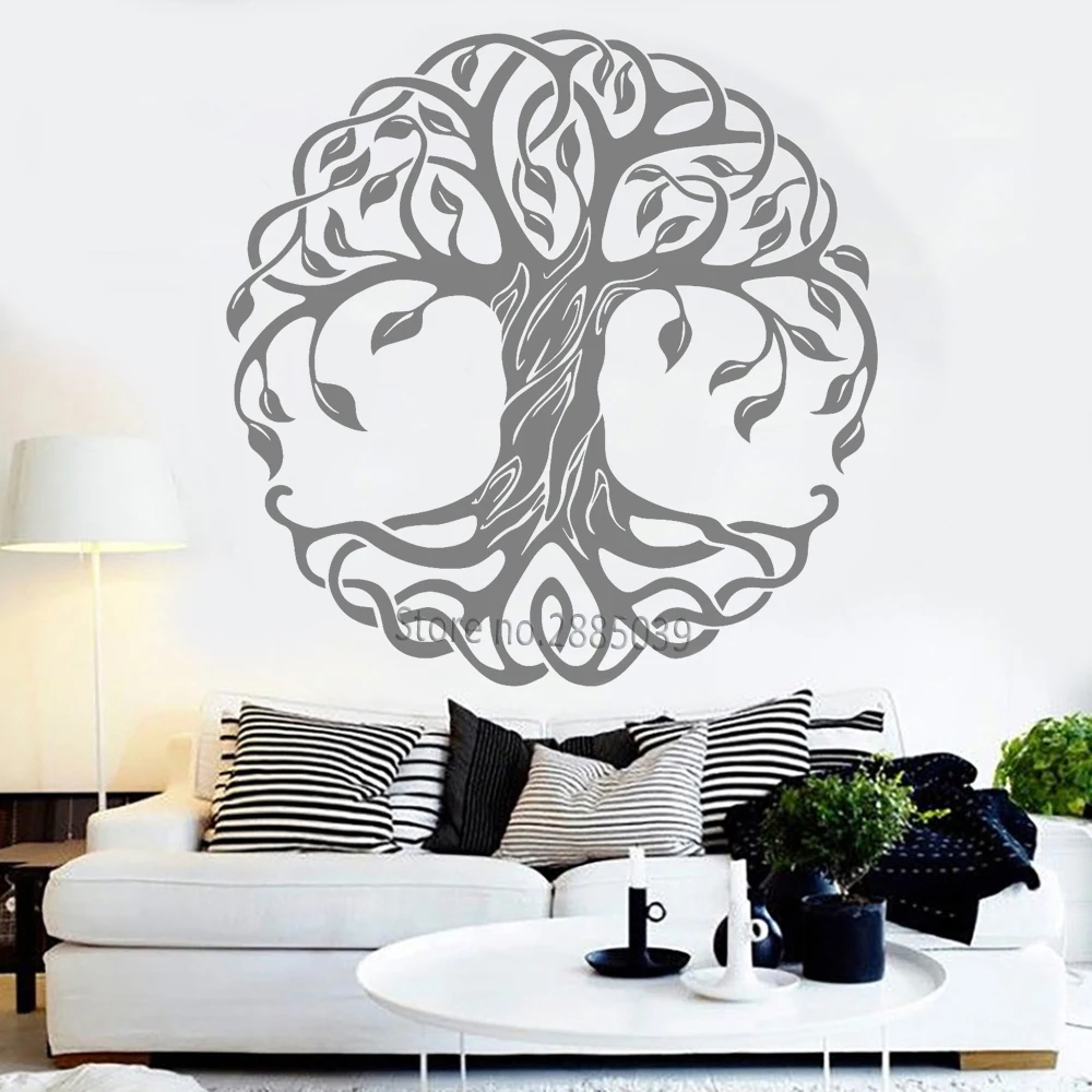 

Large Tree Wall Decals Art Bedroom Living Room Decor Tree Of Life Wall Stickers Creative Cosmic Trees Home Mandala Decal LC997