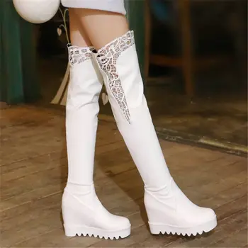 NAYIDUYUN Thigh High Boots Women Black White Wedges Over The Knee High Riding Booties High Heel Tall Shaft Punk Snow Boots
NAYIDUYUN Thigh High Boots Women Black White Wedges Over The Knee High Riding Booties High Heel Tall Shaft Punk Snow Boots