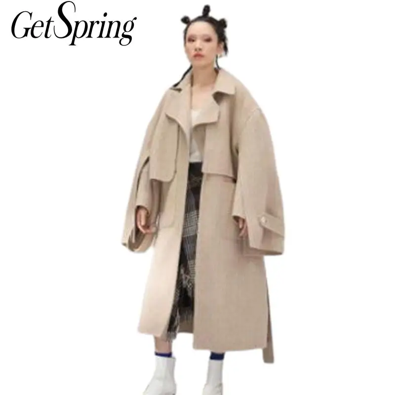 GETSRING Women Coat Lace Up Split Woolen Overcoat Long Sleeve Ladies Winter Coats Loose Long Womens Wool Coats Woman Tops 2018
GETSRING Women Coat Lace Up Split Woolen Overcoat Long Sleeve Ladies Winter Coats Loose Long Womens Wool Coats Woman Tops 2018