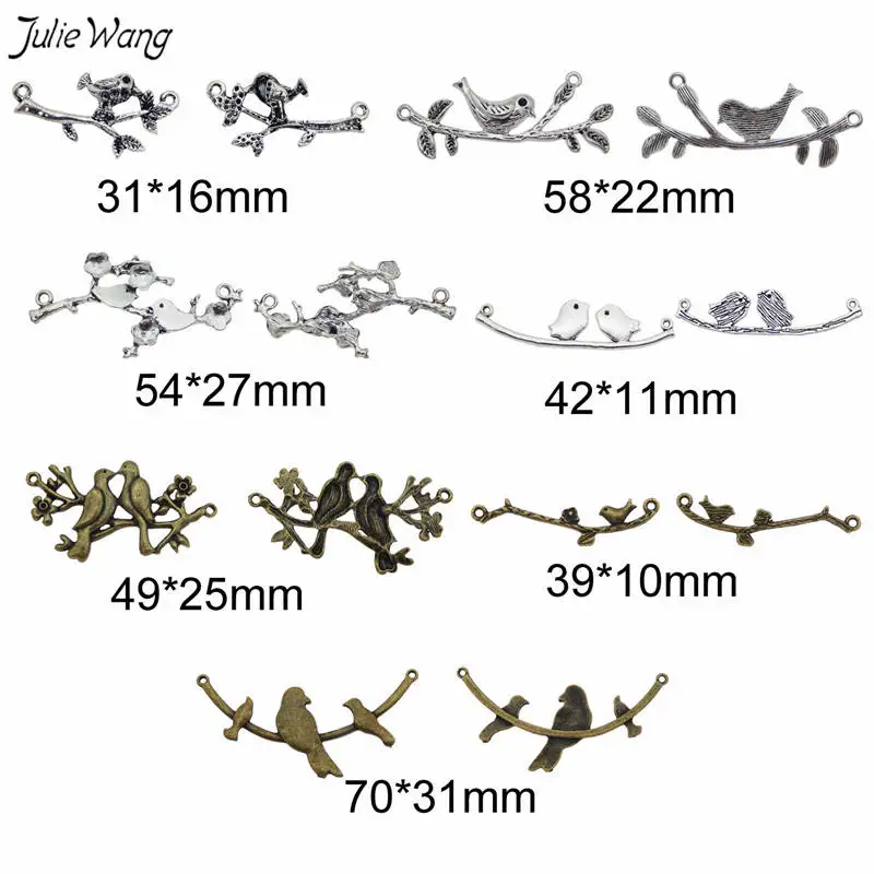 Julie Wang 7pcs/pack Retro Bird Branch shape Charms Bracelet Mixed Connector Pendant Jewelry Making Accessories
Julie Wang 7pcs/pack Retro Bird Branch shape Charms Bracelet Mixed Connector Pendant Jewelry Making Accessories