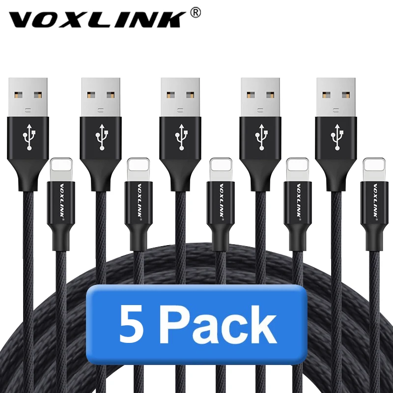 VOXLINK Nylon Braided USB Cable for iphone X XS XR Fast Charging Sync Data For xs max 8 8Plus 7 6 6s ipad mini | Мобильные телефоны
